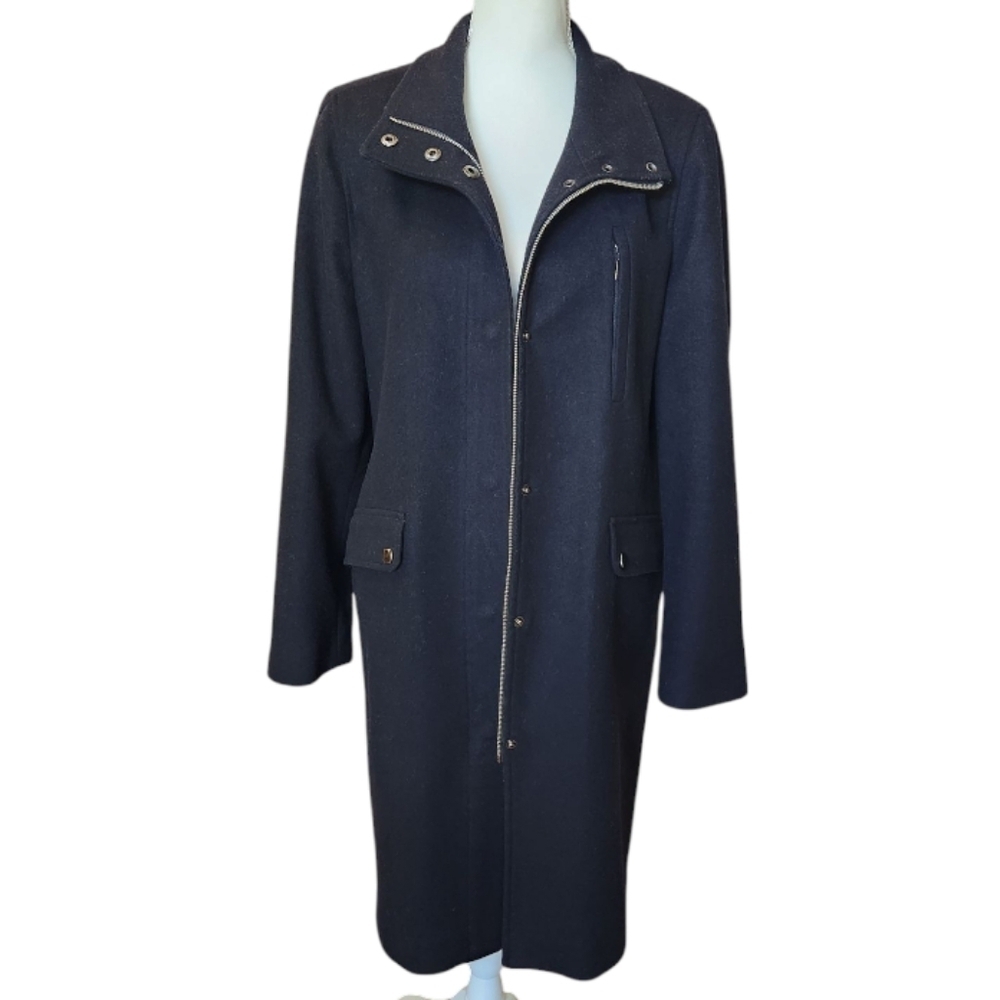 Talbots Women's 100% Italian Made Wool Black Zip Up Jacket, Size 10